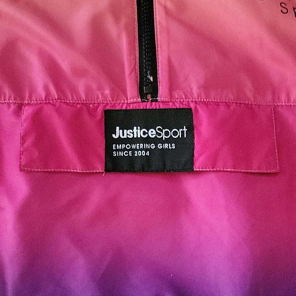 Justice Packable Windbreaker Half Zip Pullover Hood Ombre Colors Girl Size M 10